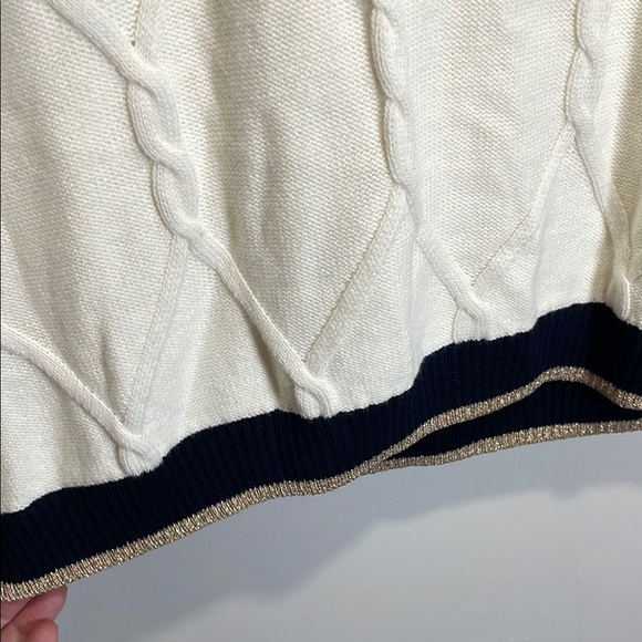 Talbots Cream and Black V-Neck Sweater - Picture 5 of 9